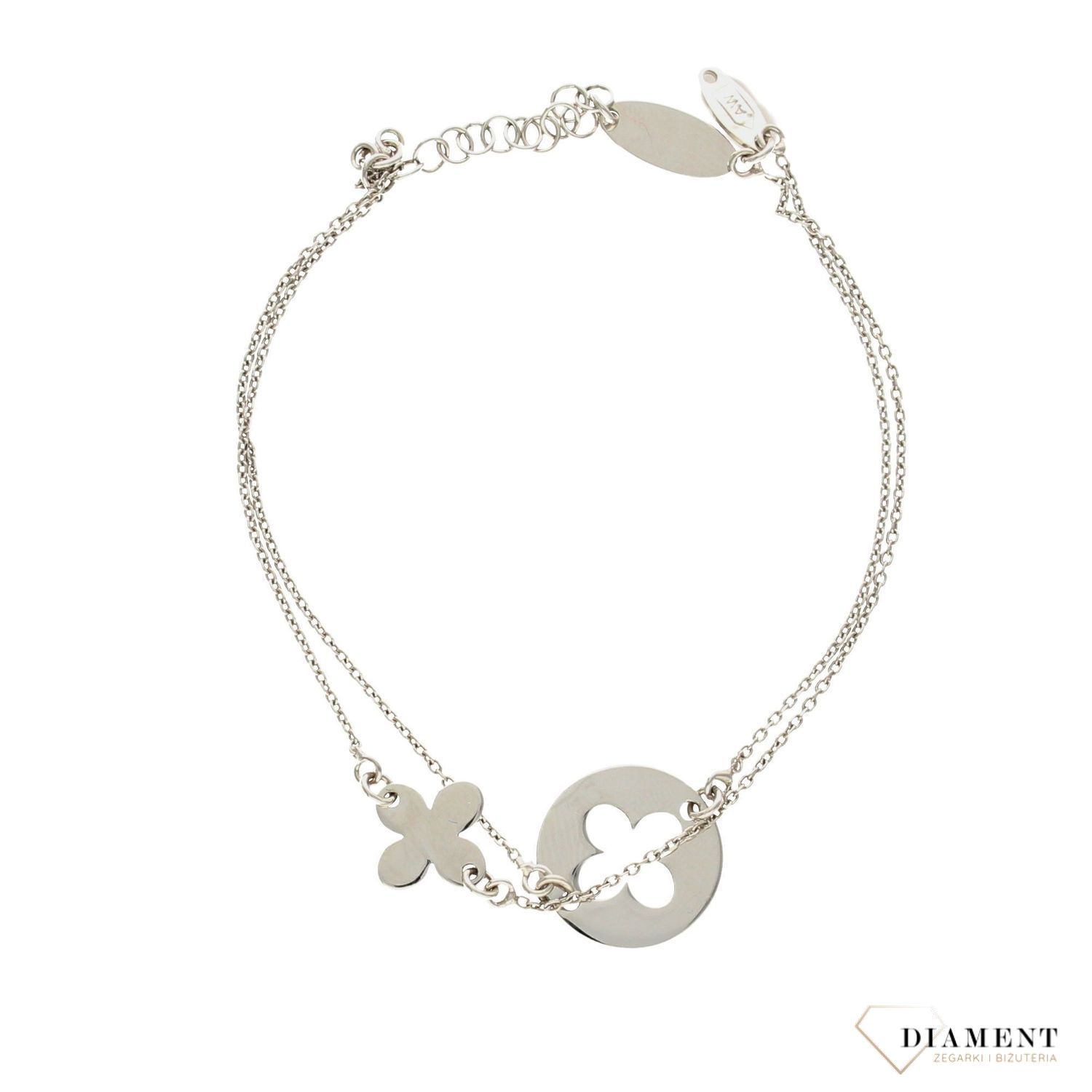 Bransoletka srebrna podwójna kółeczko z kwiatkiem Dall'Acqua B RM BR0015d.jpg